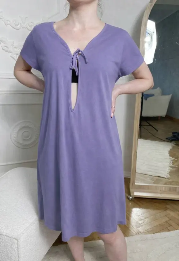 Нічна з великим вирізом на пологи. Розмір: 44| Колір: Фіолетовий. TRICO