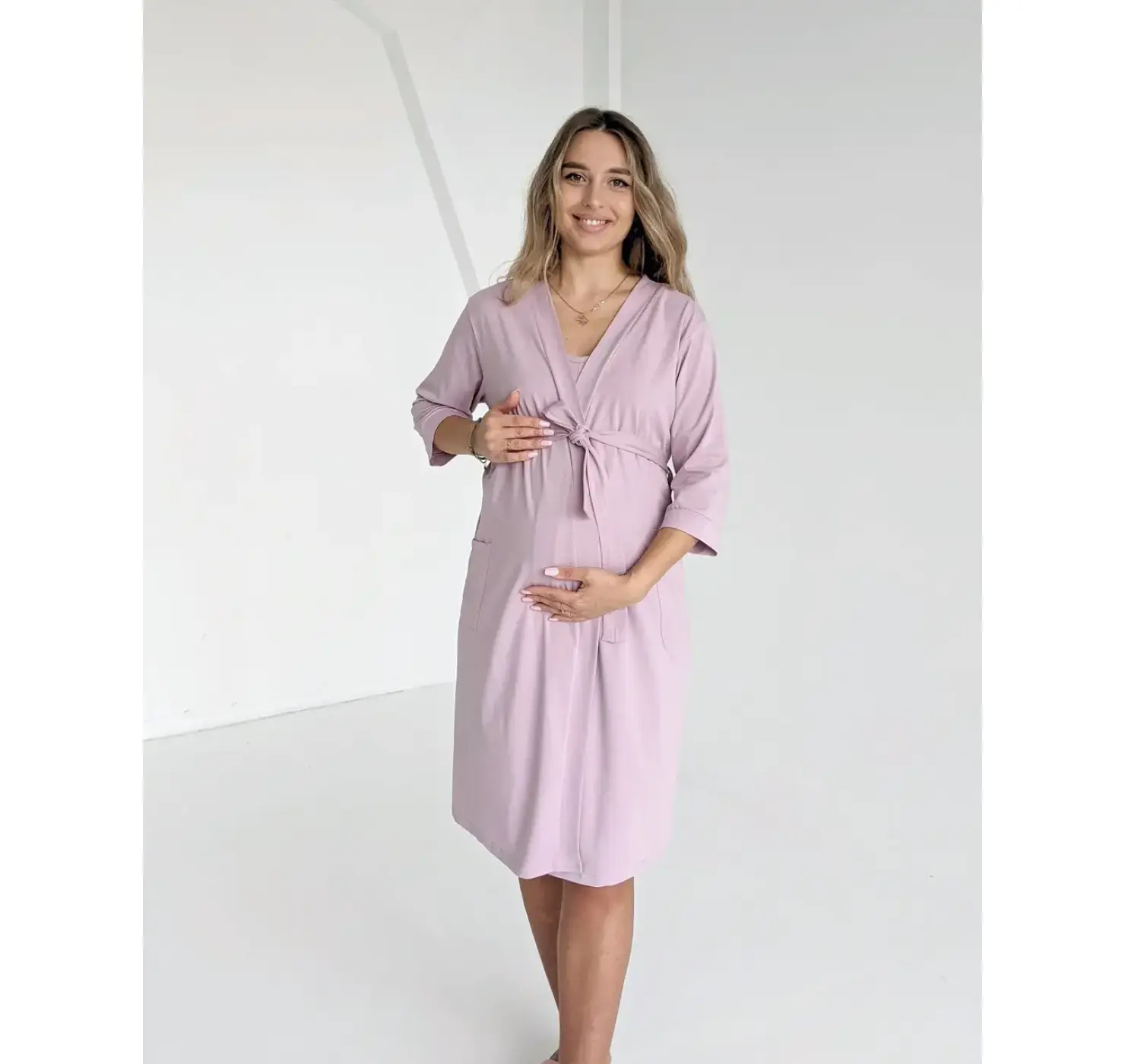 Комплект халат і сорочка у пологовий. Колір: Бузковий | Розмір: 46/48. DIVATEX вид 1