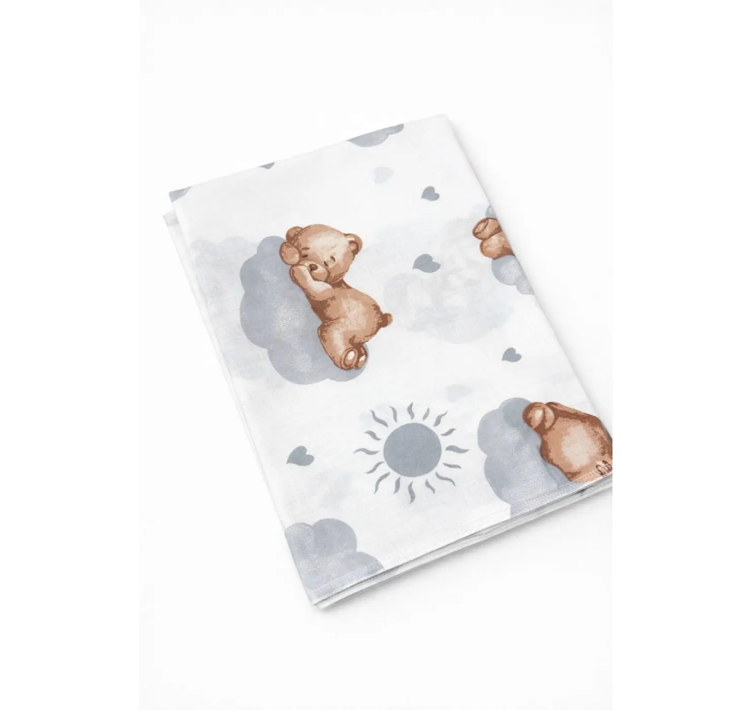 Пелюшка бавовняна. Принт: Ведмедик. Матеріал: Бавовна. Колір: Сірий| Розмір: 90х80. Home.mama