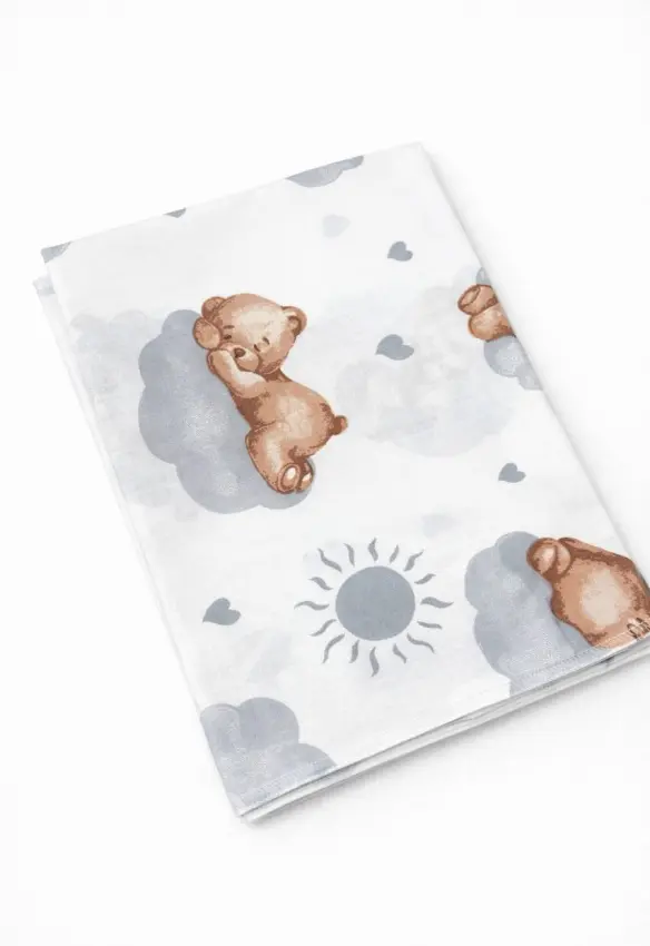 Пелюшка бавовняна. Принт: Ведмедик. Матеріал: Бавовна. Колір: Сірий| Розмір: 90х80. Home.mama