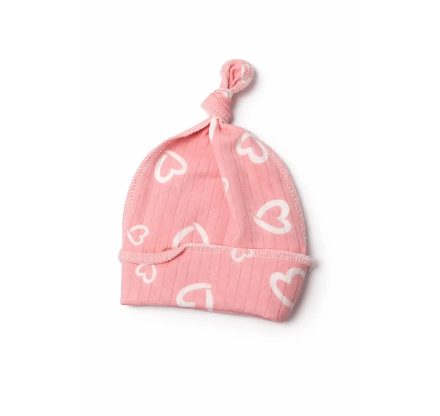 Шапочка в пологовий з вузликом.Принт: Серце. Колір : Рожевий | Розмір: 0-2 міс .Sweet Mario
