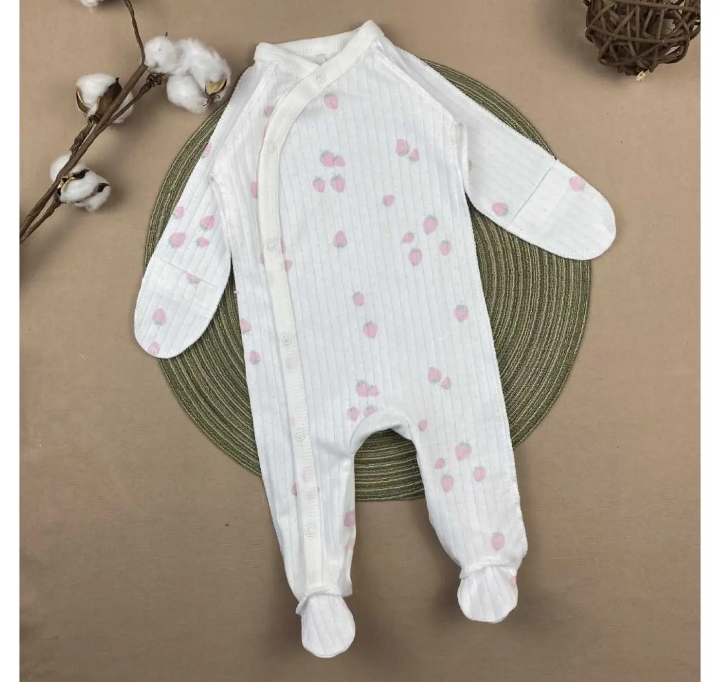 Чоловічок ясля рубчик. Принт Серце. Розмір: 56 | Матеріал: Інтерлок | Колір: Рожевий. Sweet Mario