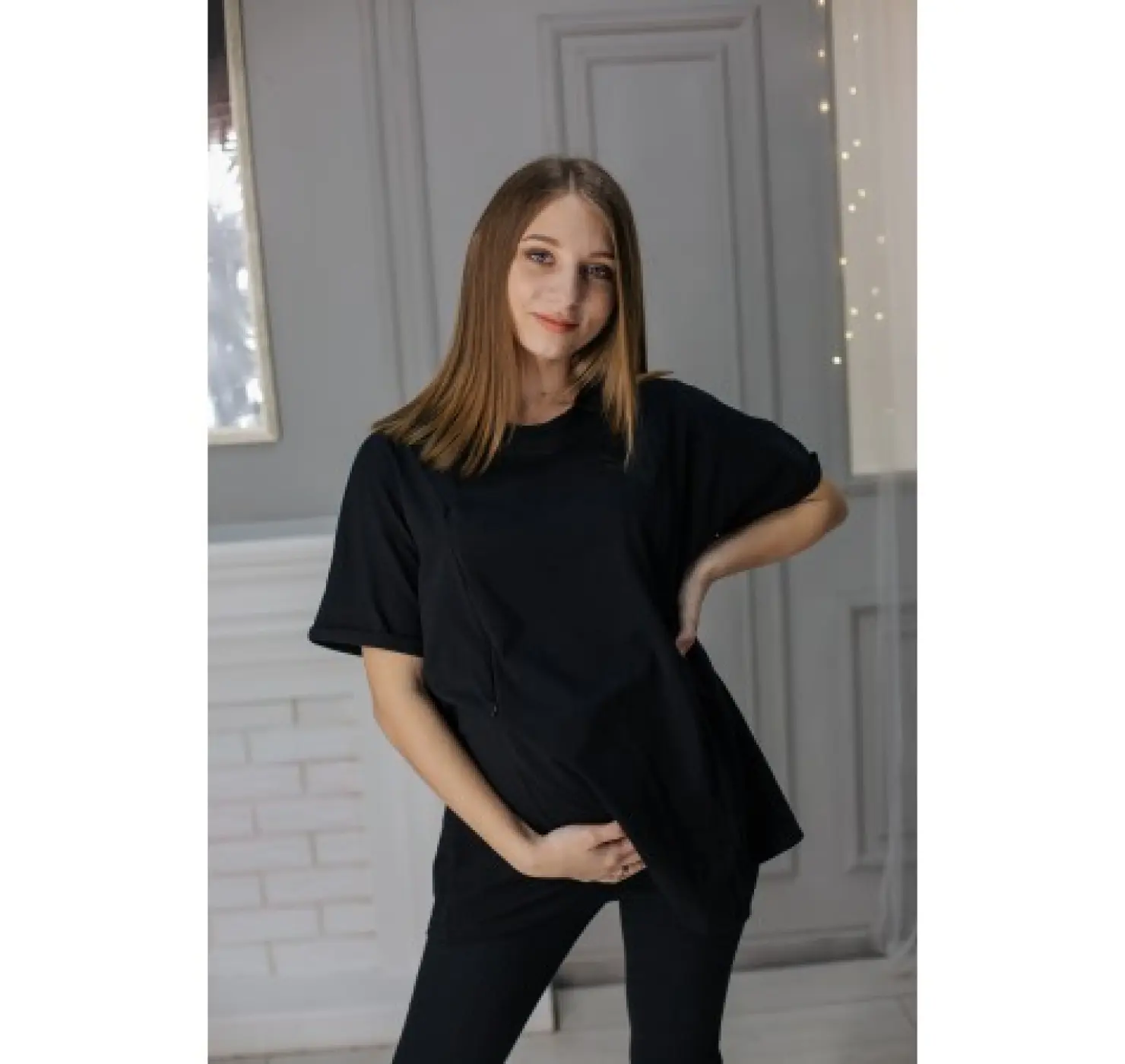 Футболка для вагітних оверсайз з секретом для годування . Колір: Червоний. Happy Nenia вид 1