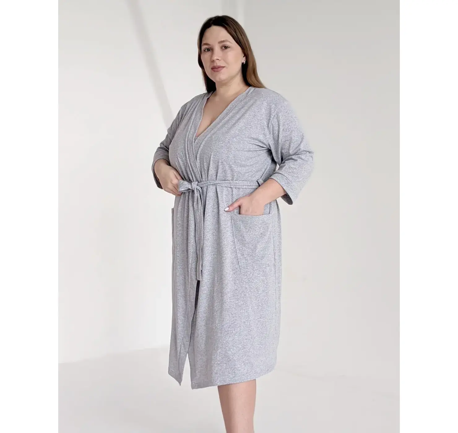 Комплект халат і сорочка у пологовий. Колір: Сірий Меланж | Розмір: 58/60. DIVATEX вид 3