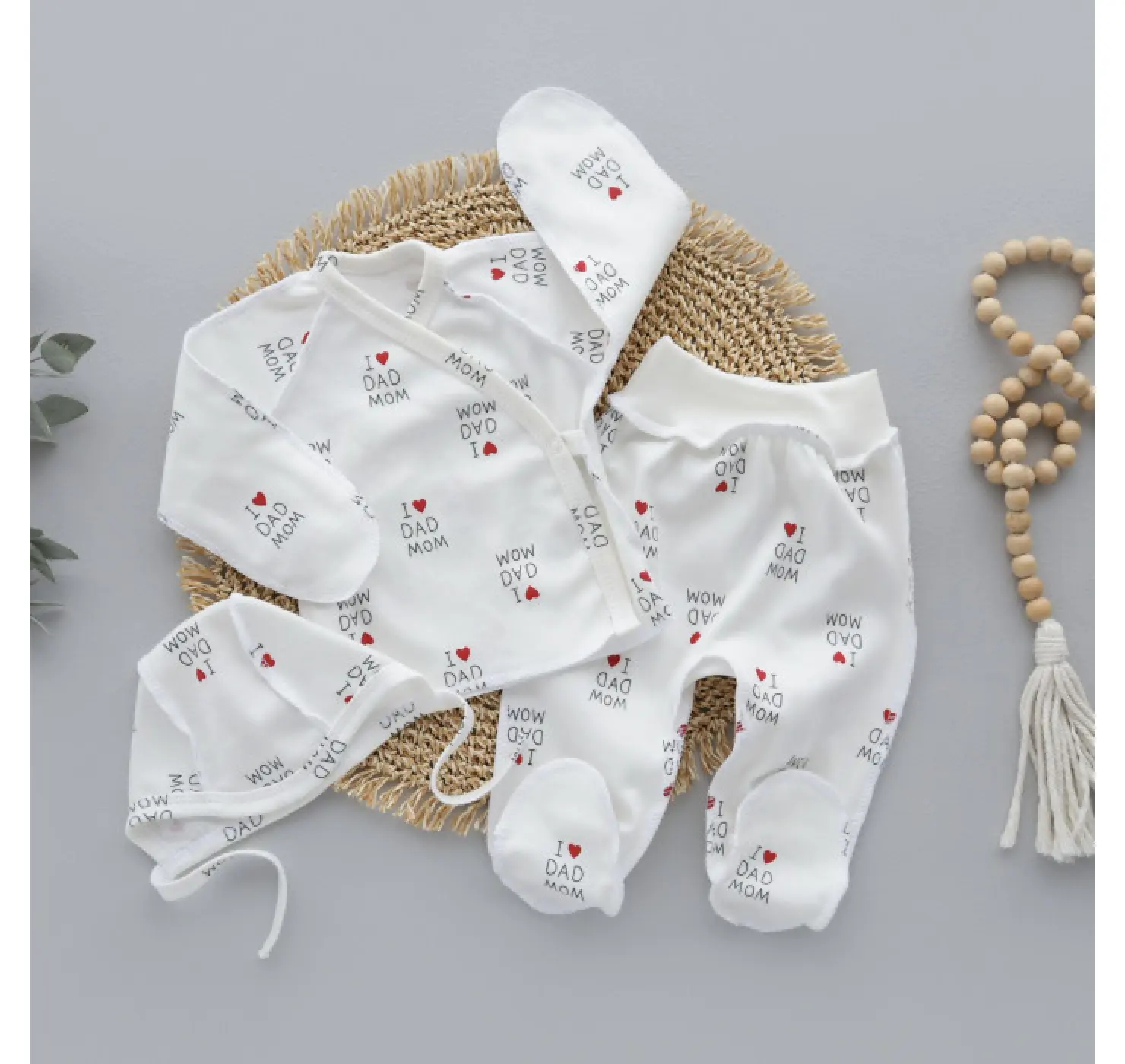 Набір 3в1: Льоля, повзунки та шапочка на зав’язках. Колір: Молочний. Матеріал: Інтерлок. Розмір: 56 (0-1міс). Home. mama.