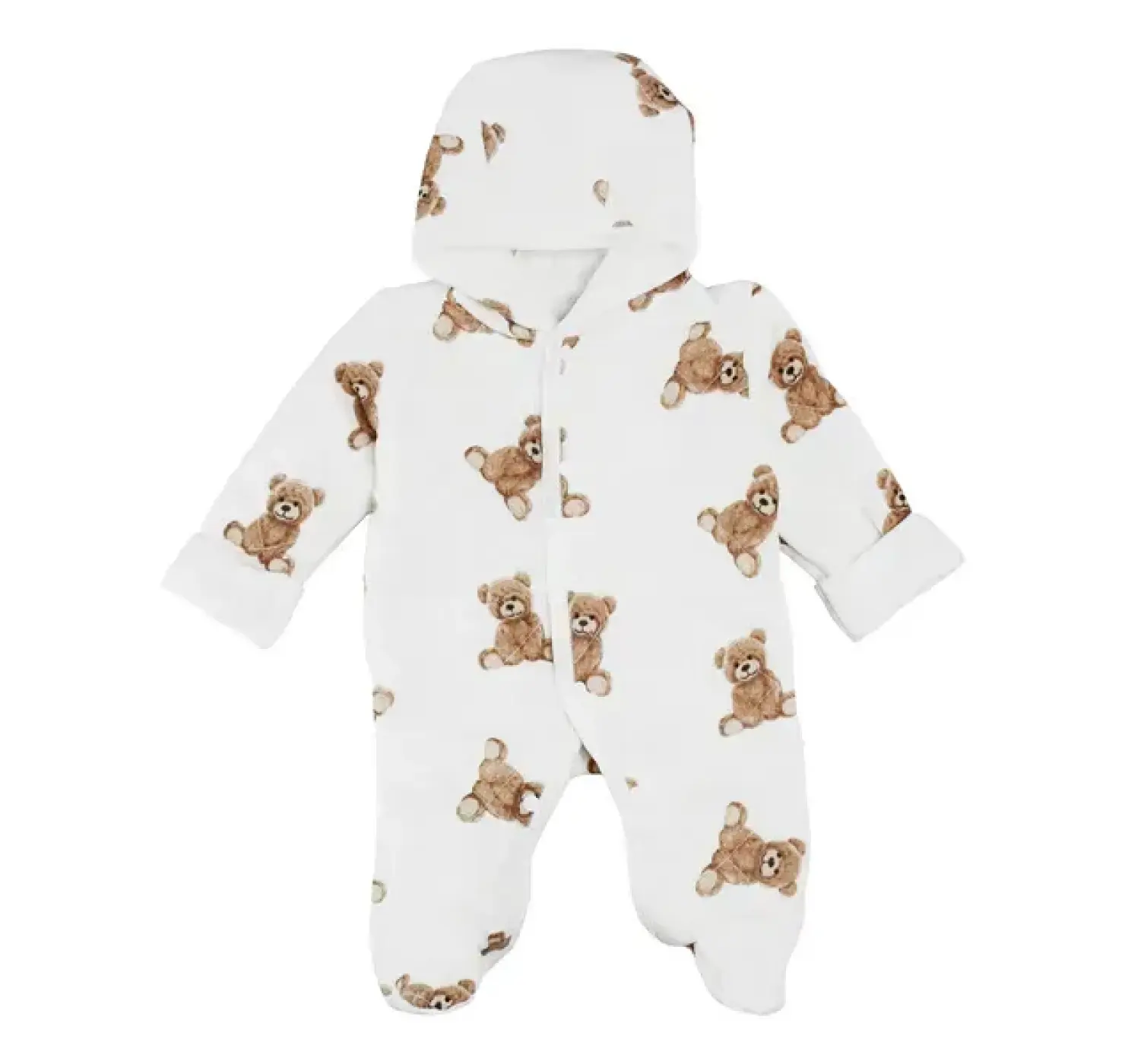 Комбінезон стьобаний молочний. Ведмежата. Розмір: 62 | Колір: Мокко/Молочний. MINIKIN