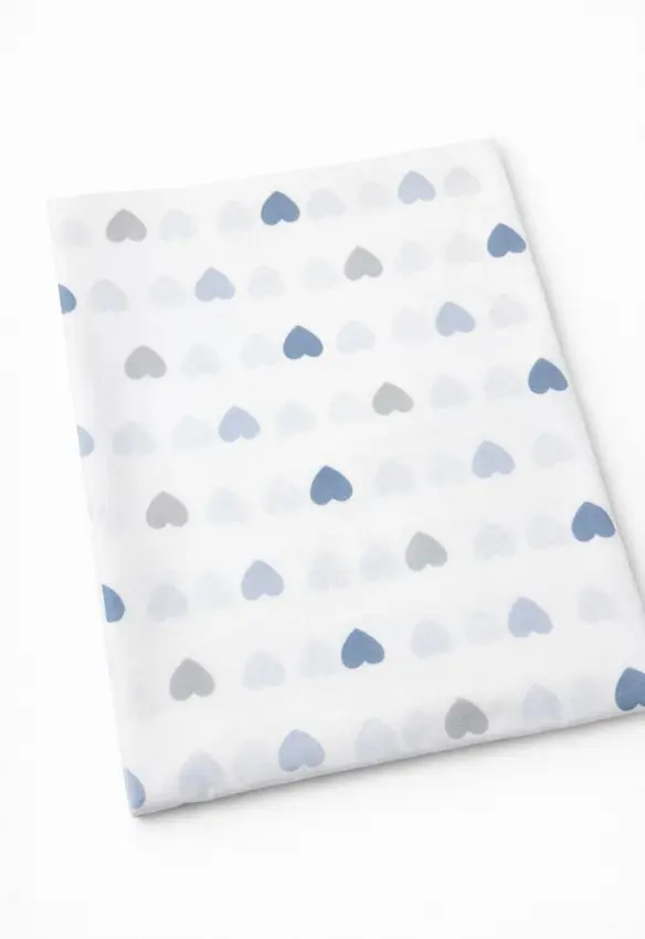 Пелюшка бавовняна. Колір: Блакитний. Принт Серце. Матеріал: Бавовна. | Розмір: 90х80. Home.mama