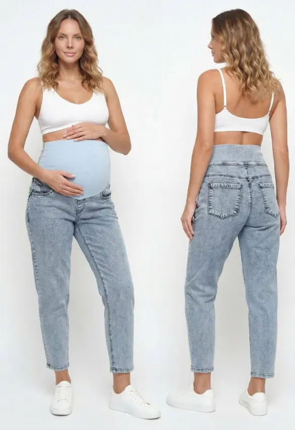 Джинси МОМ для вагітних . Колір: Блакитний. Розмір: 36. Big Lesson