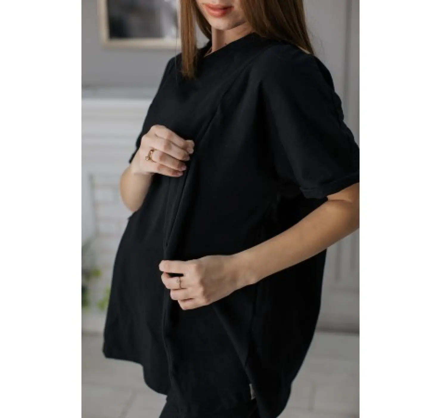 Футболка для вагітних оверсайз з секретом для годування . Колір: Червоний. Happy Nenia вид 2