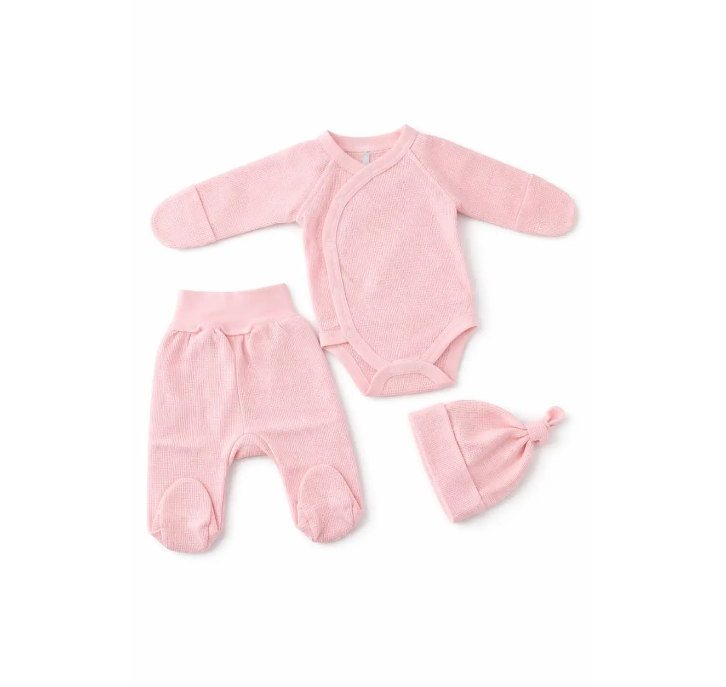Комплект Вафелька (Боді, повзунки, шапочка). Розмір: 56 | Колір: Рожевий. Sweet Mario