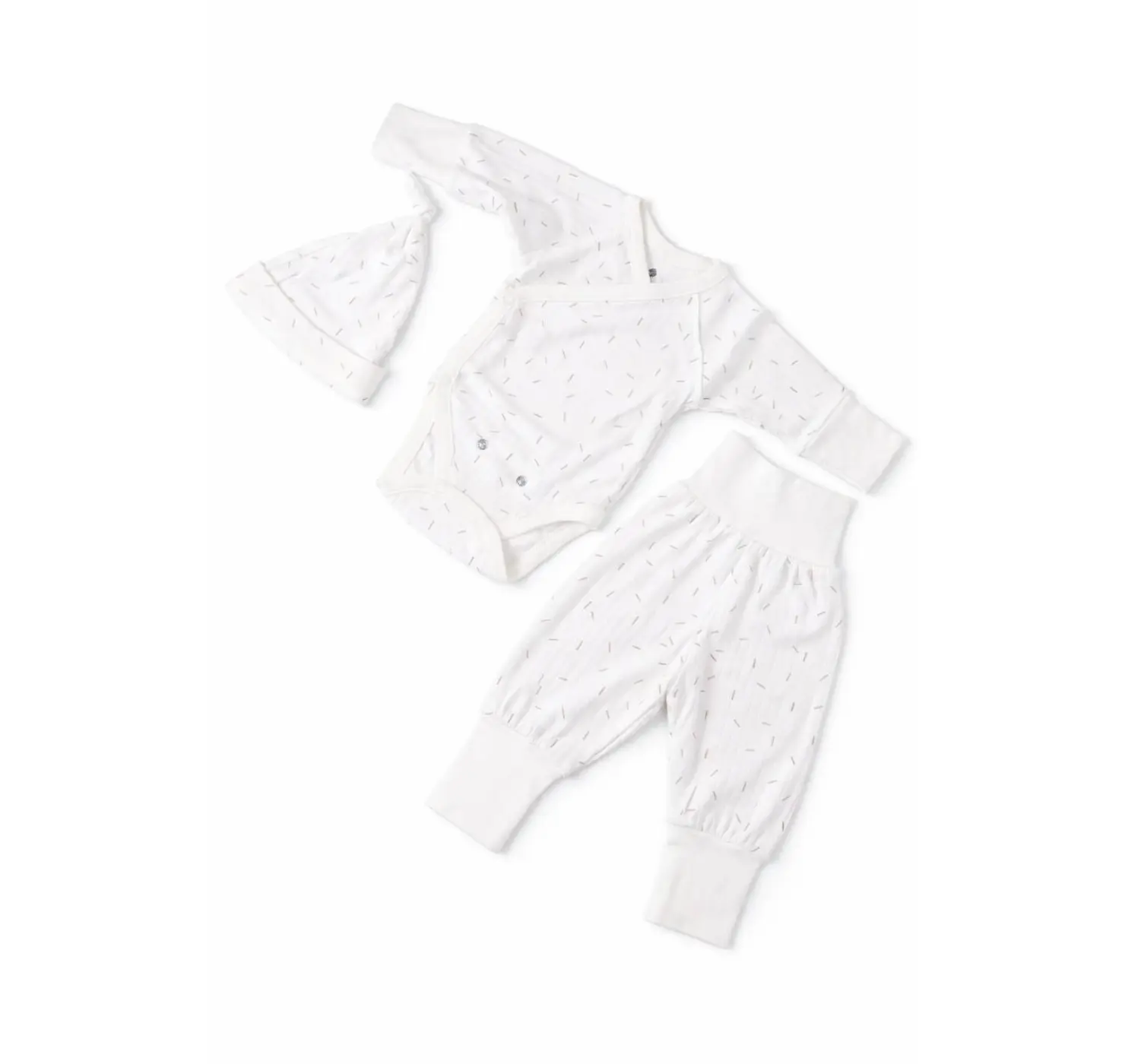 Комплект рубчик зростаючий (Боді, повзунки, шапочка). Принт: Рисочка. Розмір: 50/56 | Колір: Бежевий. MiNiKIN вид 15