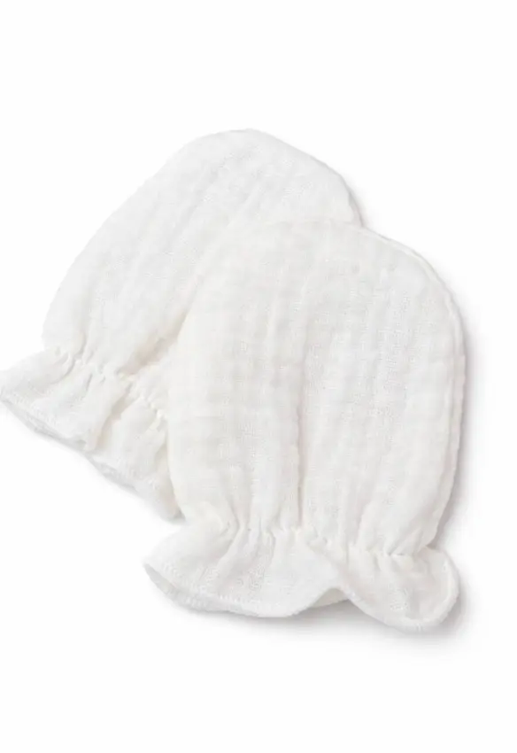 Муслінові рукавички. Колір : Молочний| Розмір: 0-3міс .Sweet Mario