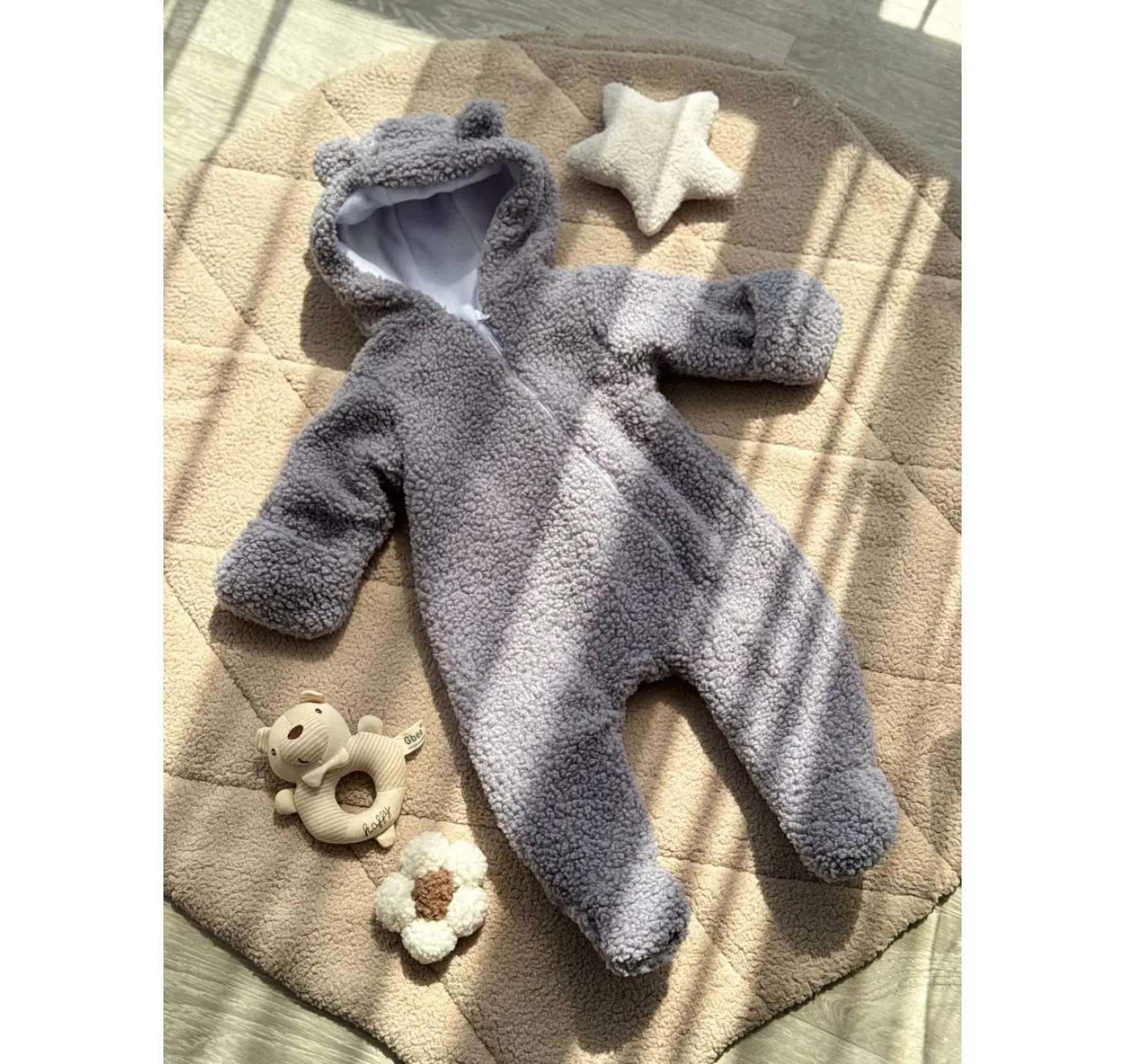 Дитячий демісезонний комбінезон "Тедді". Розмір : 0-3 міс. Колір: Шоколадний. Home.mama вид 5