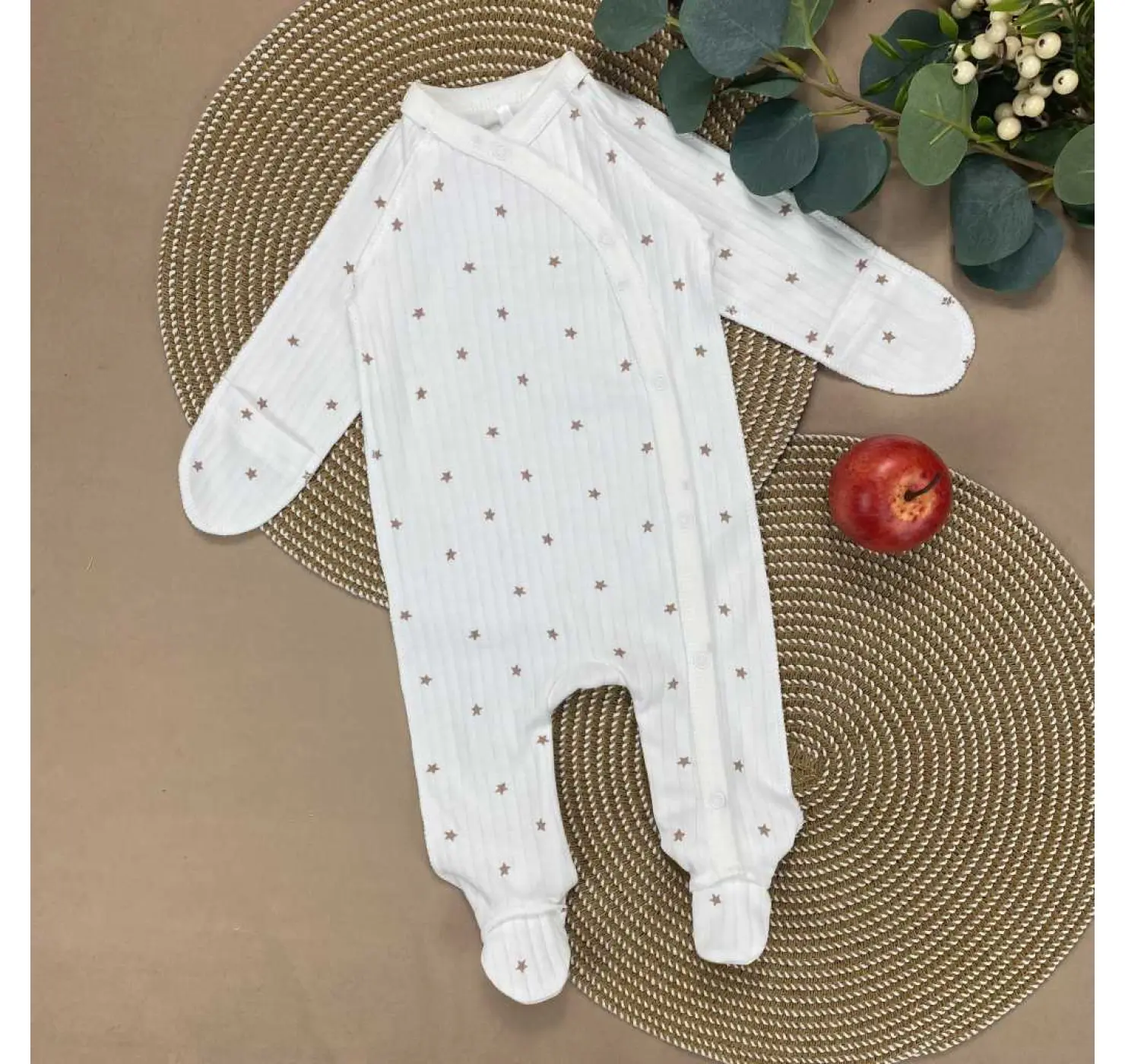 Чоловічок  ясля. Принт : Лелека. Розмір: 56 | Матеріал: Інтерлок | Колір: Сірий. Sweet Mario вид 2