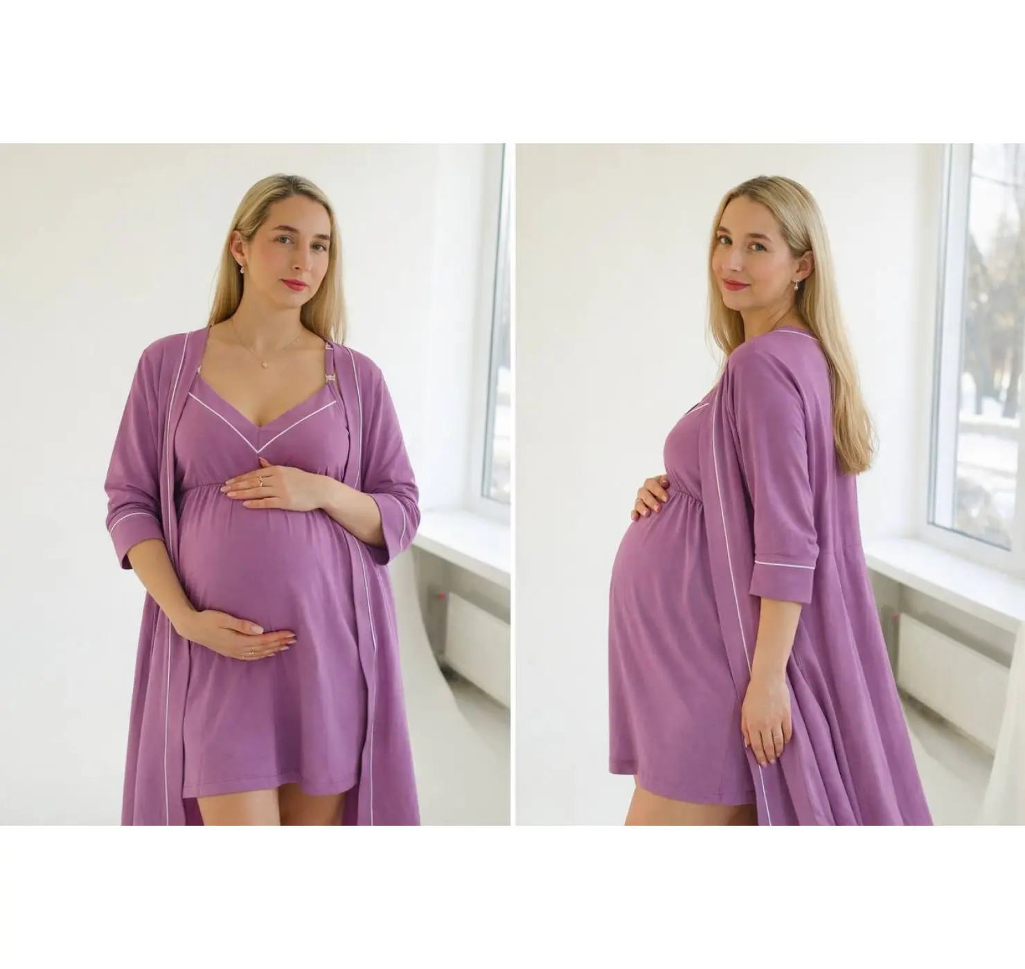 Комплект у пологовий халат та нічна кант | Колір: Лавандовий. Розмір: 52/54. Сонечко вид 2