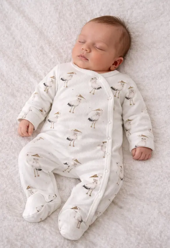 Чоловічок  ясля. Принт : Лелека. Розмір: 56 | Матеріал: Інтерлок | Колір: Сірий. Sweet Mario