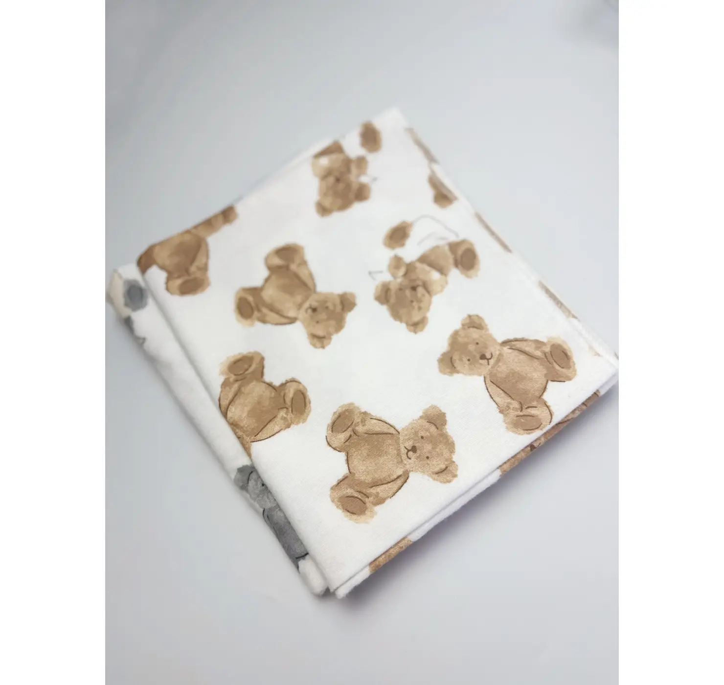 Пелюшка байка Ведмедики з хусточкою. Колір: Білий /Коричневий. Матеріал: Байка. | Розмір: 100х80. Home.mama