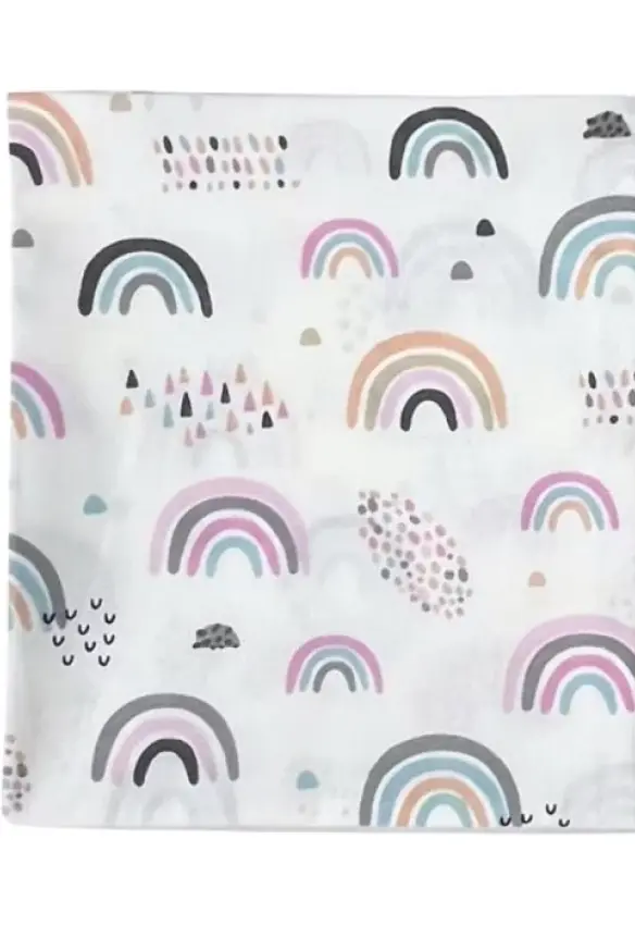 Пелюшка бавовняна.  Колір: Рожевий. Принт: Веселка. Матеріал: Бавовна. | Розмір: 90х80. Home.mama