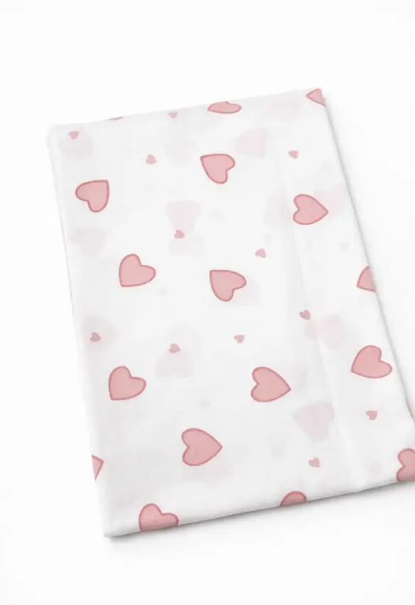 Пелюшка бавовняна. Колір: Рожевий. Принт Серце. Матеріал: Бавовна. | Розмір: 90х80. Home.mama