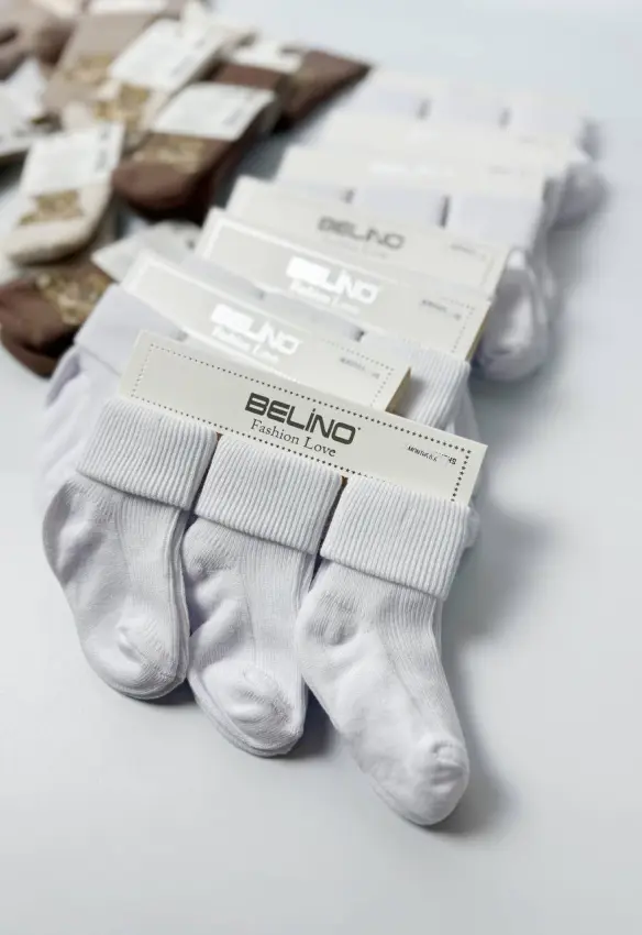 Шкарпетки. Розмір: 0-6. Колір: Білий. Кількість: 3 шт. Belino
