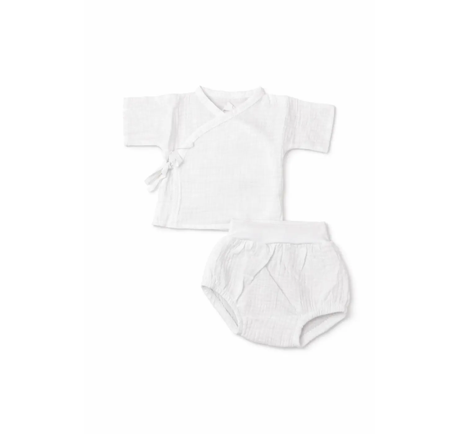 Мусліновий комплект: льоля та трусики під підгузок. Колір: Білий. Розмір: 62. Minikin