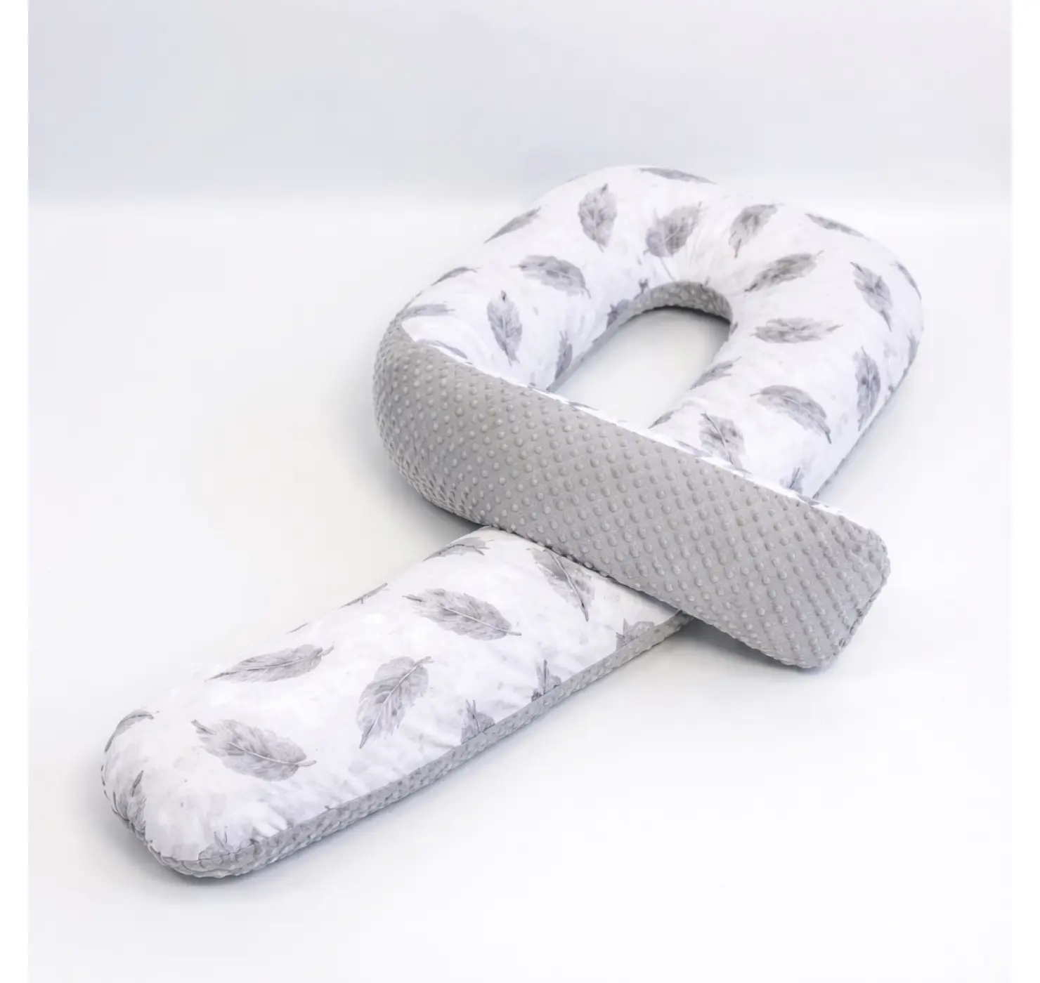 Подушка для вагітних комбі Плюш+Бавовна Підкова | Колір: Сірий. Розмір:160 см. Home.mama