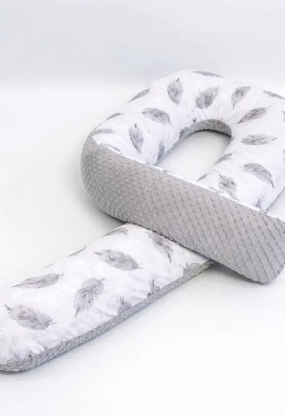 Подушка для вагітних комбі Плюш+Бавовна Підкова | Колір: Сірий. Розмір:160 см. Home.mama