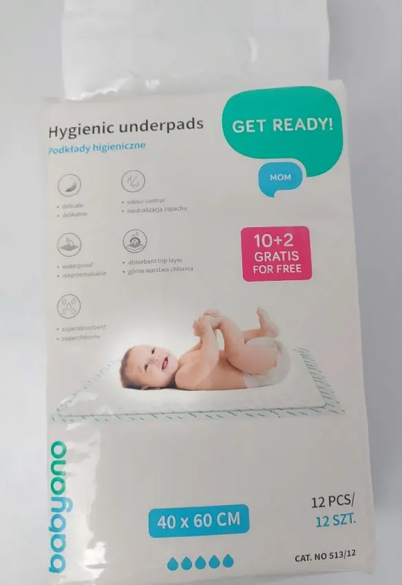 Гігієнічна пелюшка. Розмір: 40х60 | Кількість: 10+2 шт. Babyono