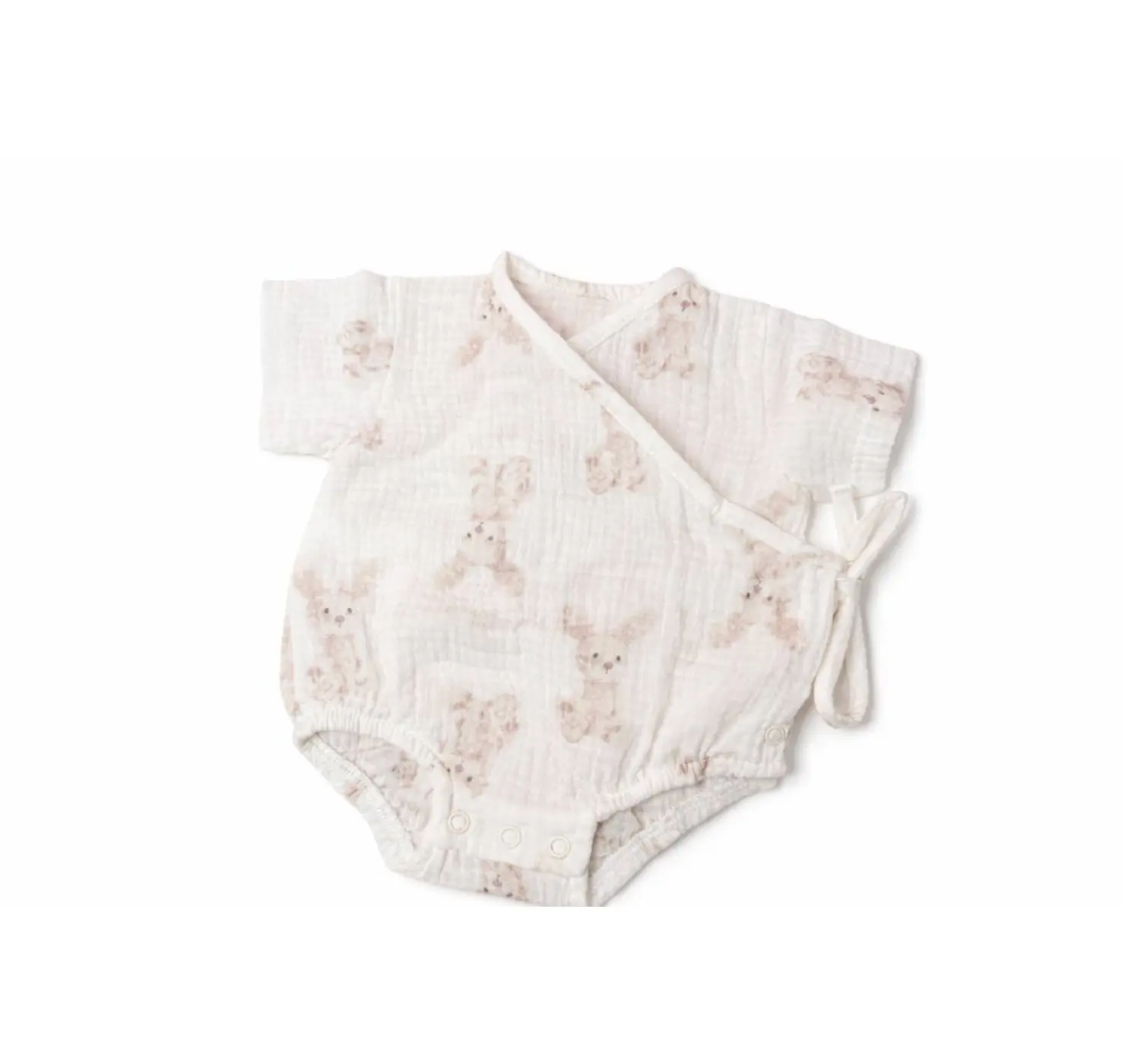 Мусліновий ромпер. Принт: Зайчик. Розмір: 62. Колір: Молочний/Пудровий. MINIKIN