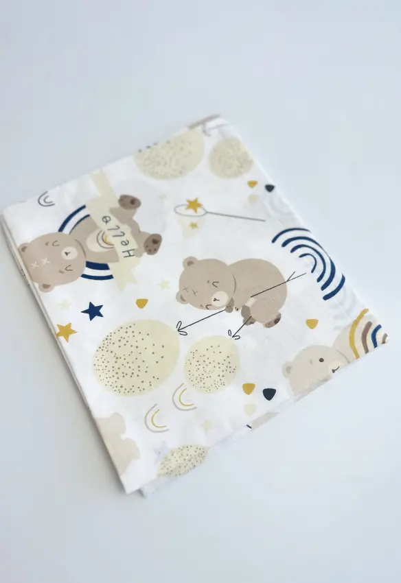 Пелюшка бавовняна. Принт: Ведмеді Бежеві. Матеріал: Бавовна. Колір: Бежевий| Розмір: 90х80. Home.mama