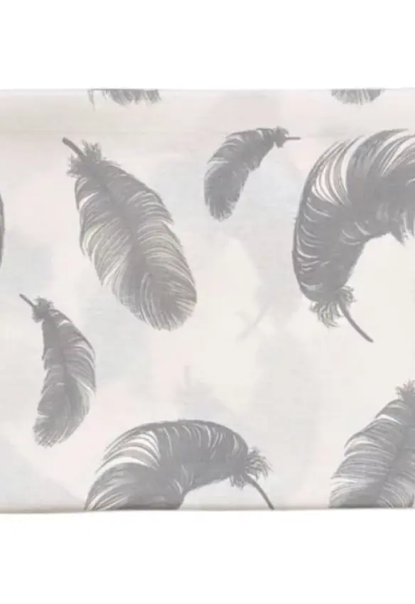 Пелюшка бавовняна. Колір: Сірий. Принт: Пір'я. Матеріал: Бавовна. | Розмір: 90х80. Home.mama