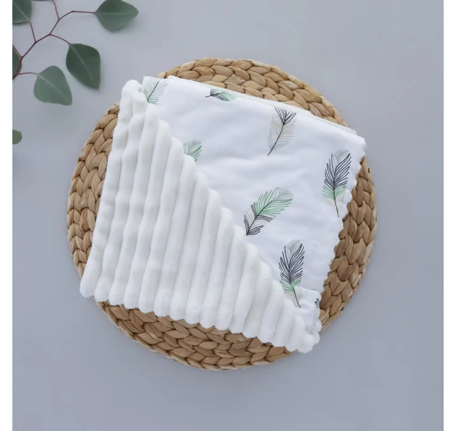 Плед плюшевий Мілк. Розмір: 100х80 | Колір: Білий /Молочний | Матеріал: Плюш/Бавовна. Home.mama вид 2