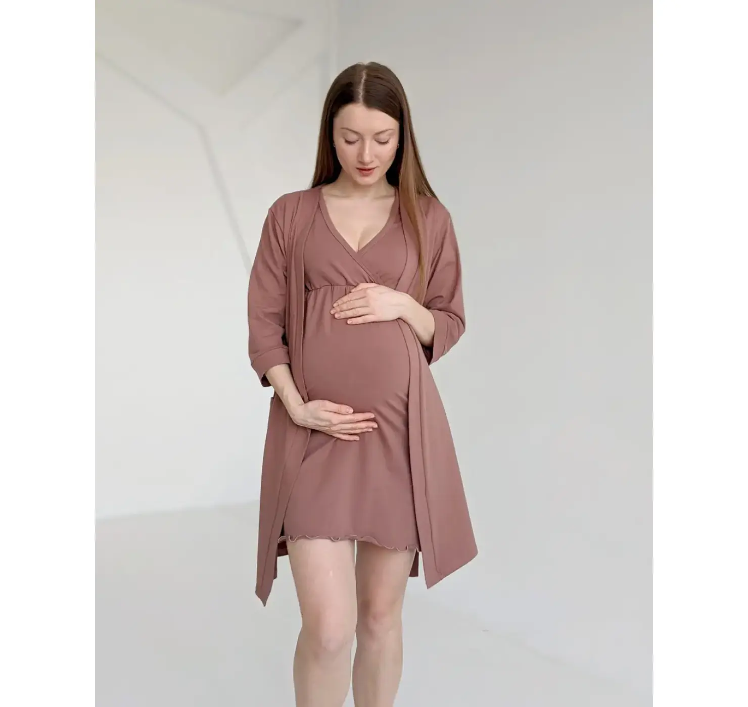 Комплект халат і сорочка навхрест. Колір: Шоколадний | Розмір: 54/56. DIVATEX