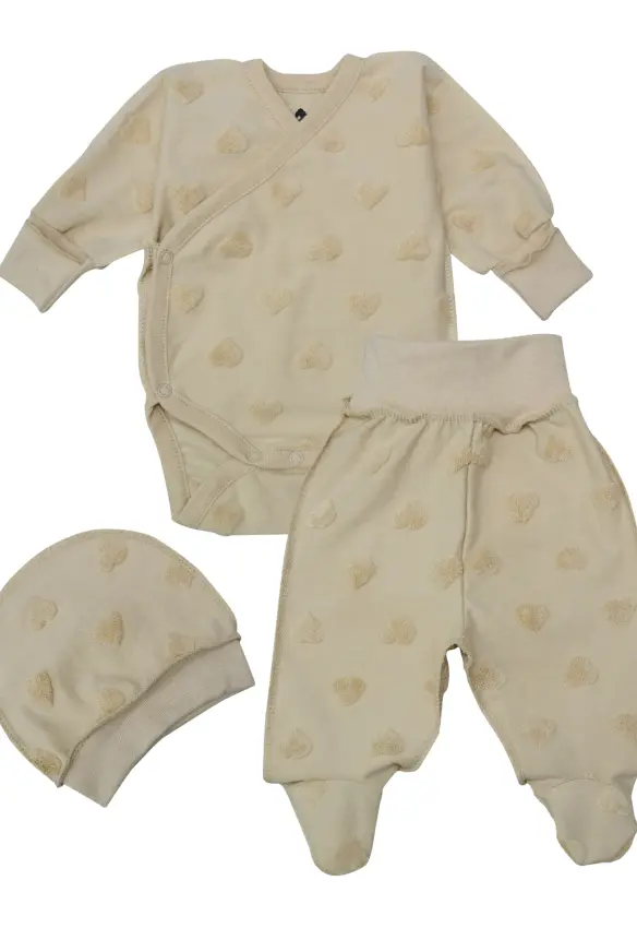 Комплект  (Боді, повзунки, шапочка). Розмір: 56 | Колір: Бежевий. MiNiKIN