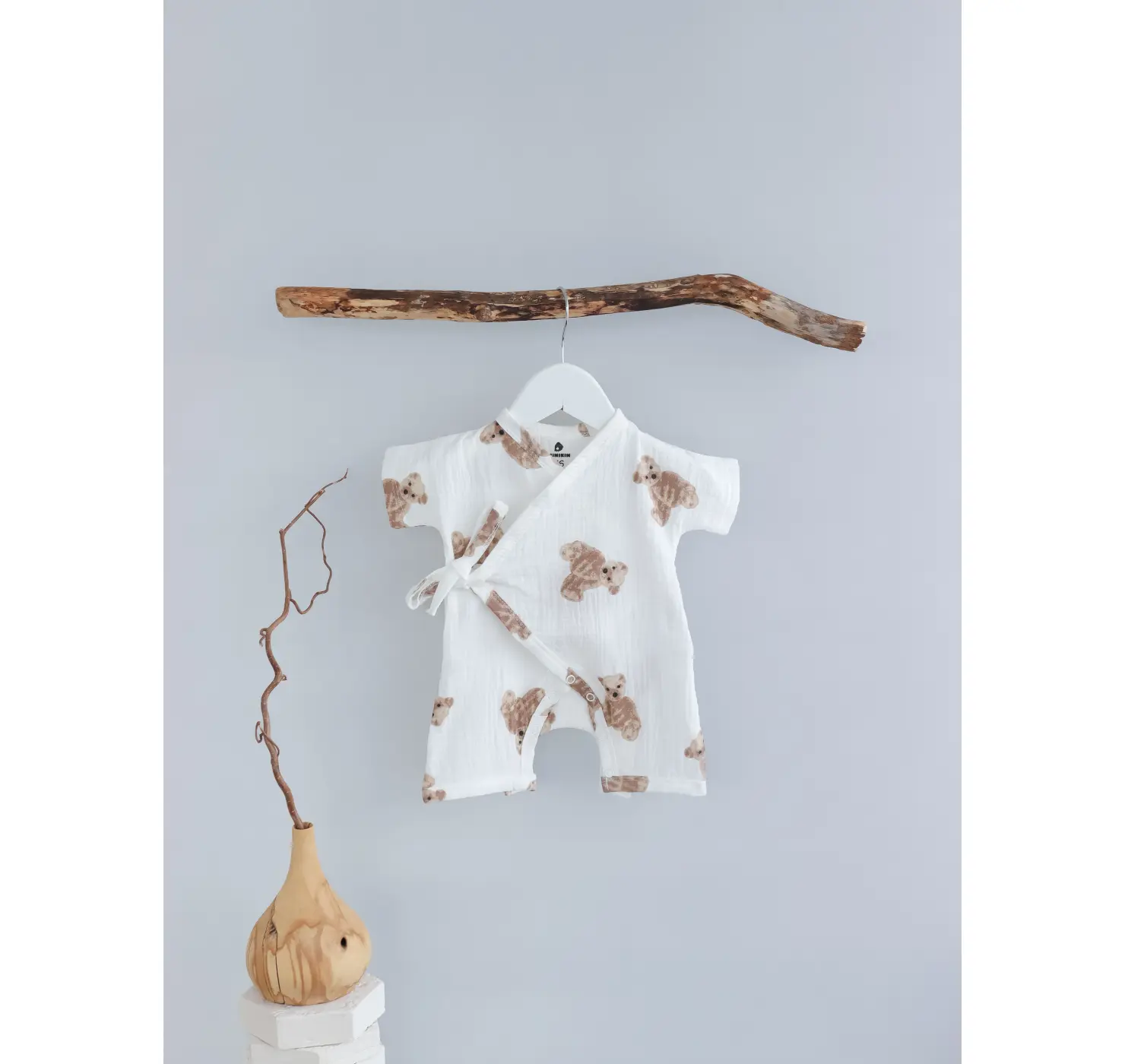 Мусліновий ромпер. Розмір: 62. Колір: Білий/Коричневий. MINIKIN