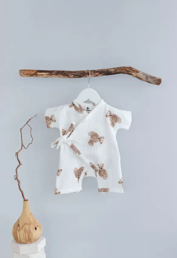 Мусліновий ромпер. Розмір: 56. Колір: Білий/Коричневий. MINIKIN