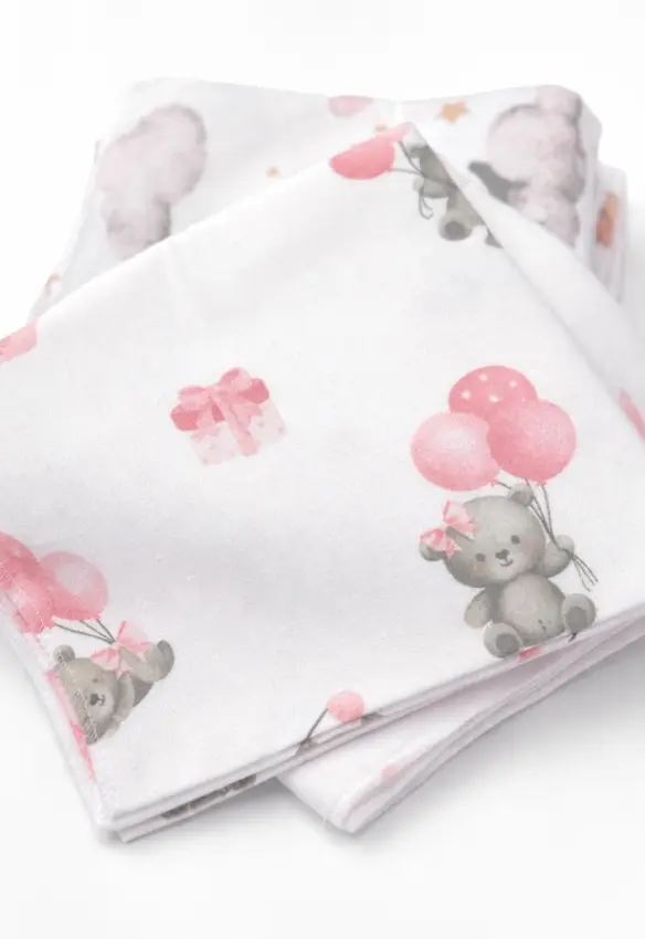 Пелюшка байка Ведмедики з кульками. Колір: Рожевий. Матеріал: Байка. | Розмір: 90х80. Home.mama