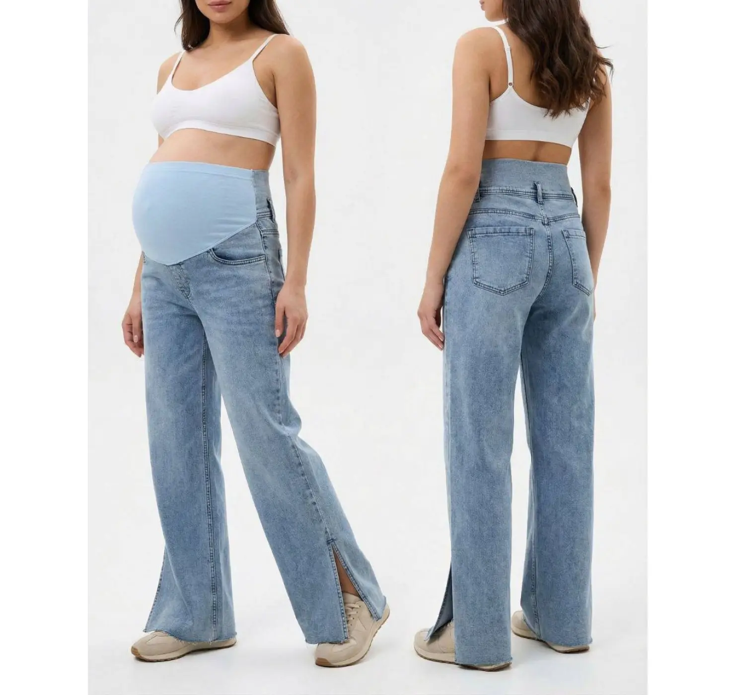 Джинси для вагітних з розрізами . Колір: Блакитний. Розмір: 38. Big Lesson