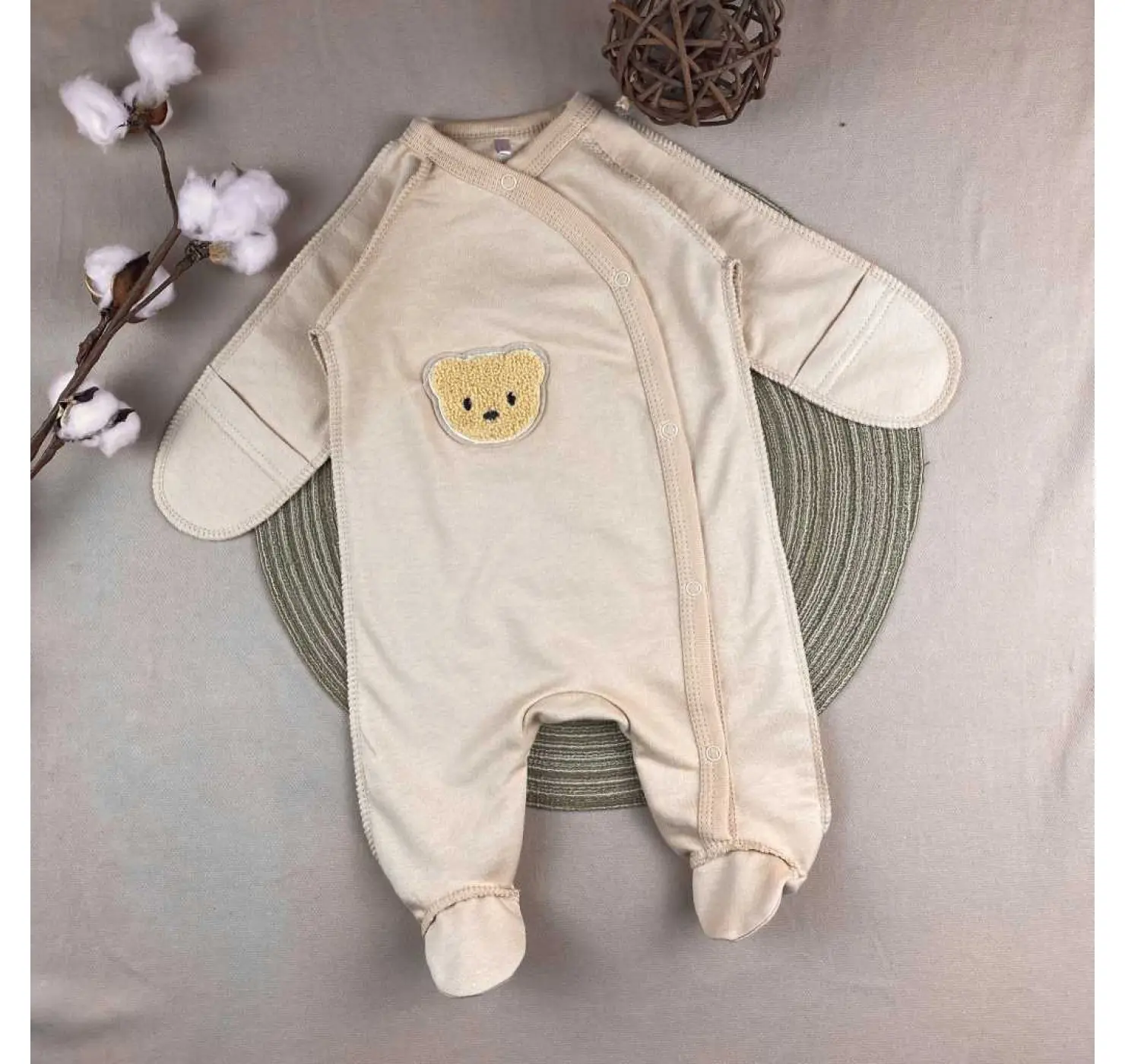 Теплий чоловічок ясля Ведмедик. Розмір: 56 | Матеріал: Футер-начіс | Колір: Сірий. Sweet Mario вид 4