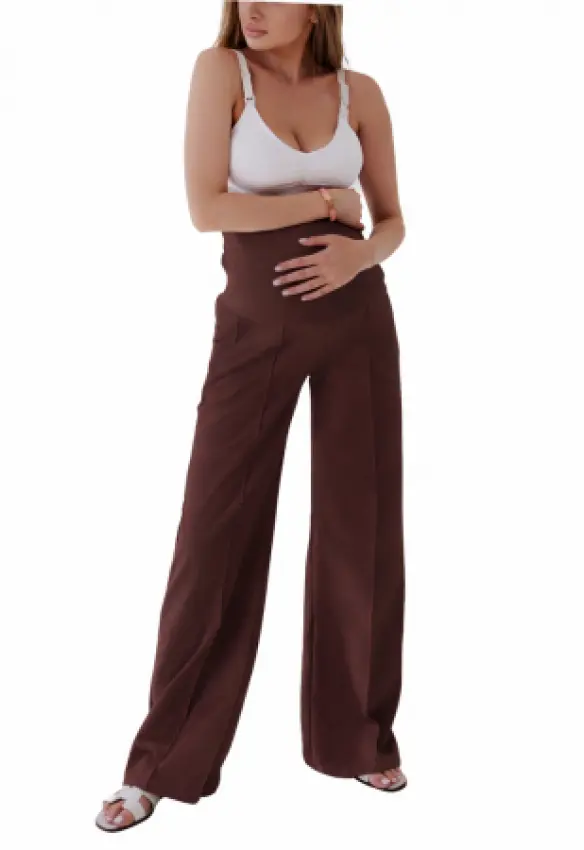 Штани палаццо для вагітних з кишенями | Розмір: M. Колір: Шоколадний. HN