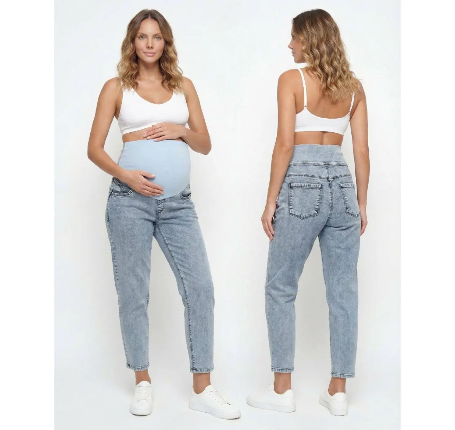 Джинси МОМ для вагітних . Колір: Блакитний. Розмір: 36. Big Lesson вид 1