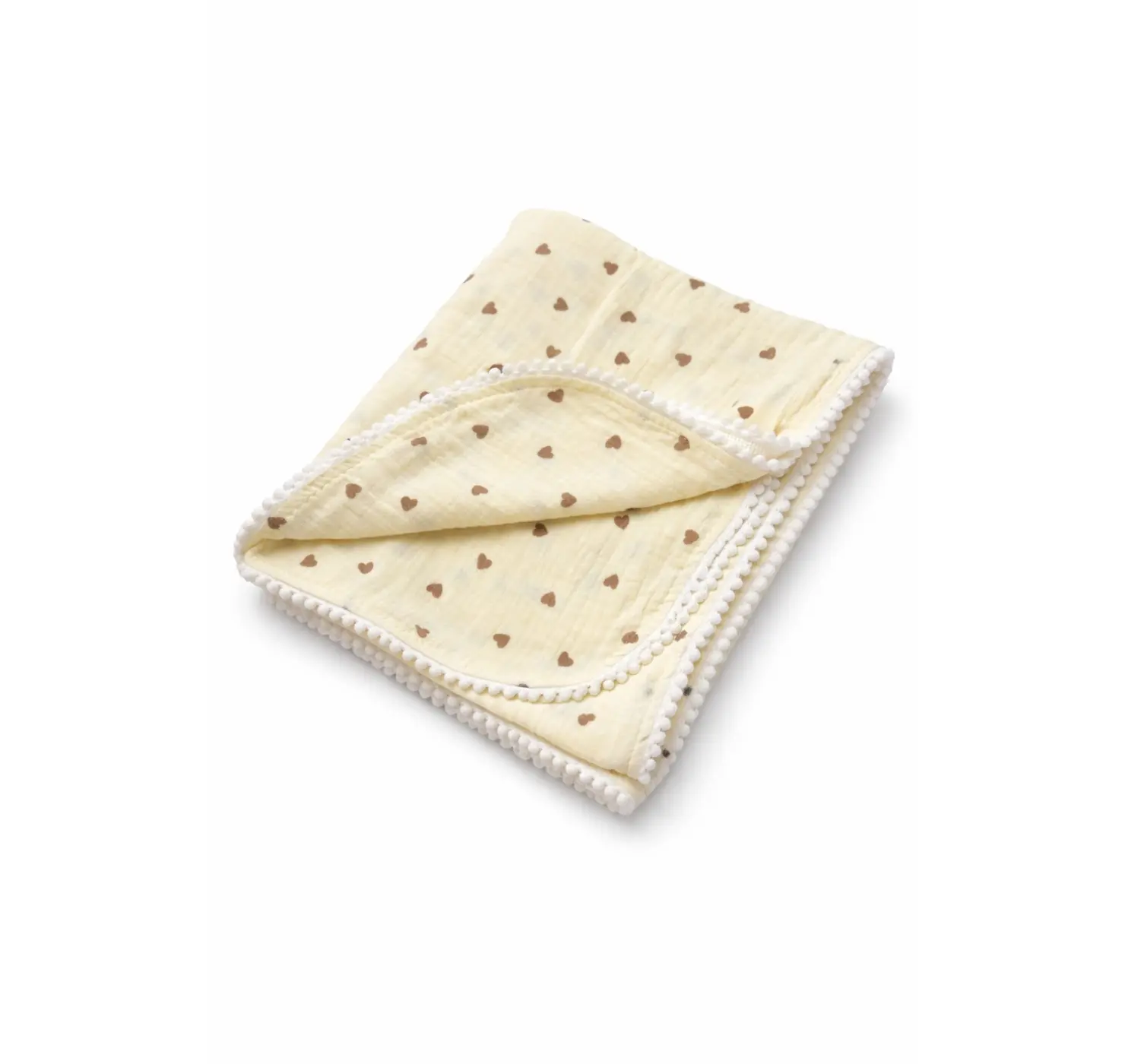 Мусліновий плед жатка 2 шари Сердечка дрібні . Колір: Мокко/Молочний. Розмір:  130/100.