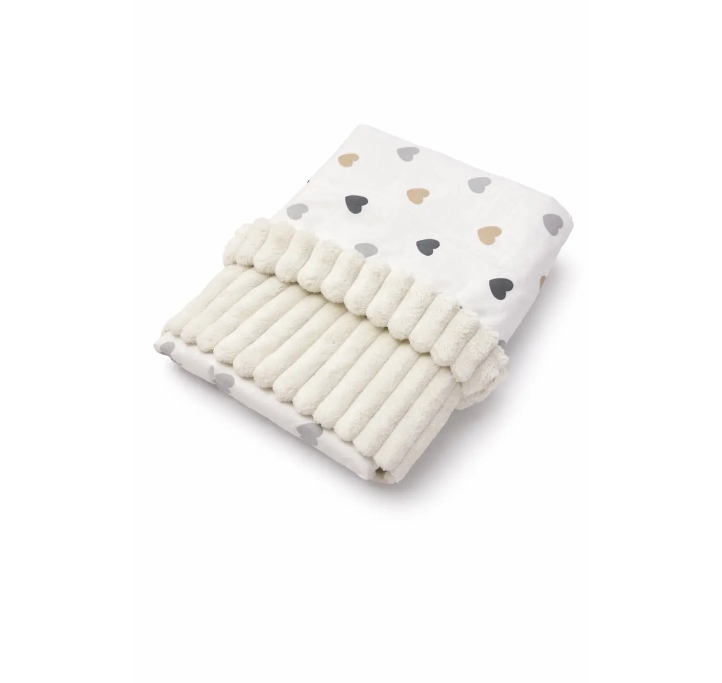 Плед плюшевий Сердечка. Розмір: 100х80 | Колір: Мокко/Молочний | Матеріал: Плюш/Бавовна. Home.mama вид 2