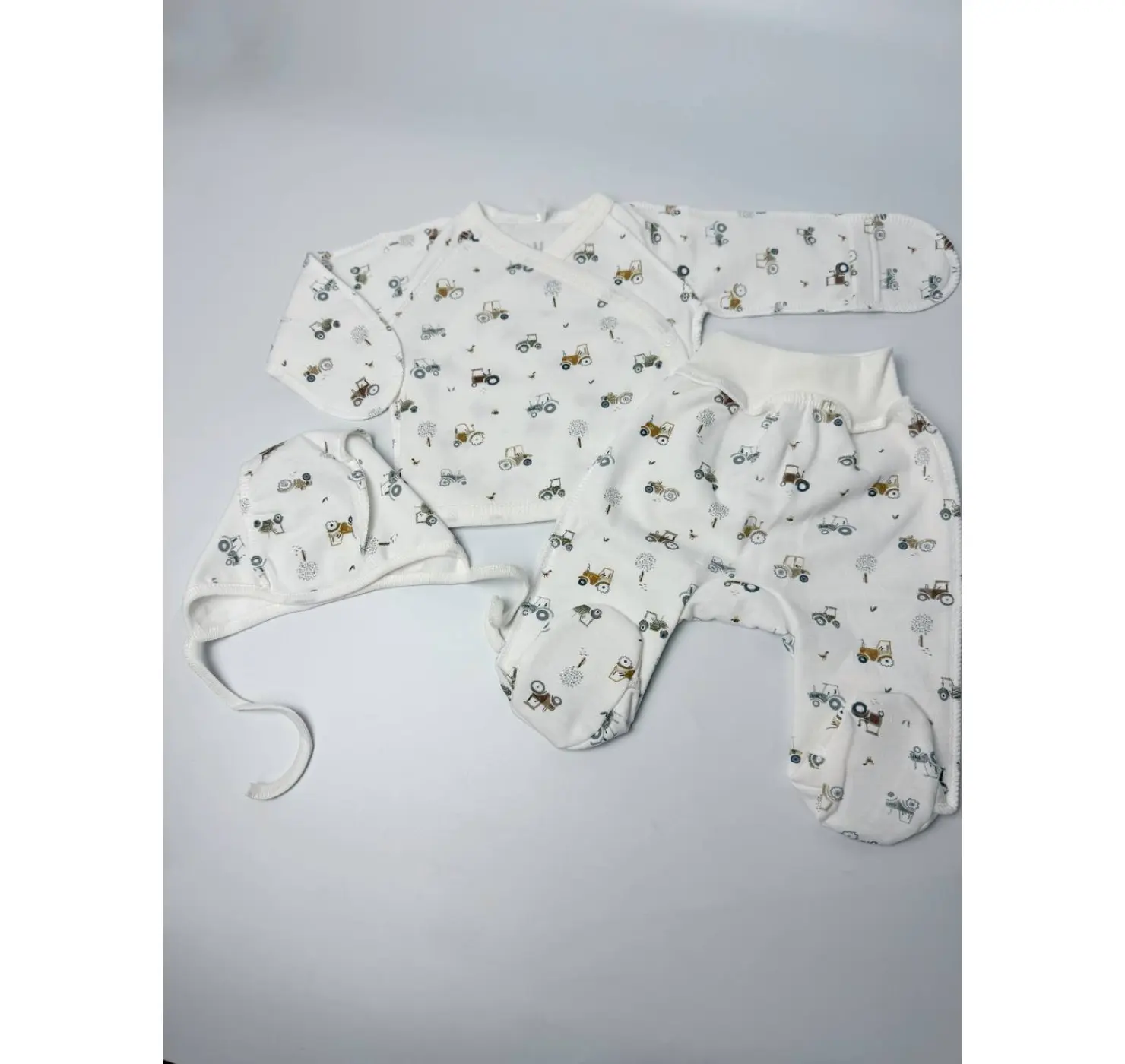 Утеплений комплект (сорочечка, повзунки, шапочка). Розмір: 56 | Колір: Бежевий/Сірий. Sweet Mario вид 5