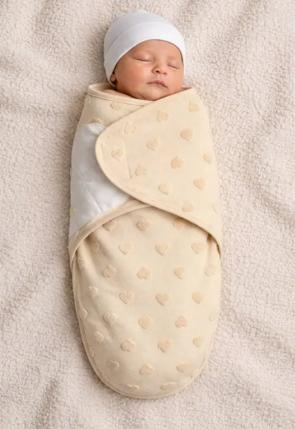 Пелюшка кокон на липучці. Розмір: 56/62.  Колір: Бежевий. MINI KIN