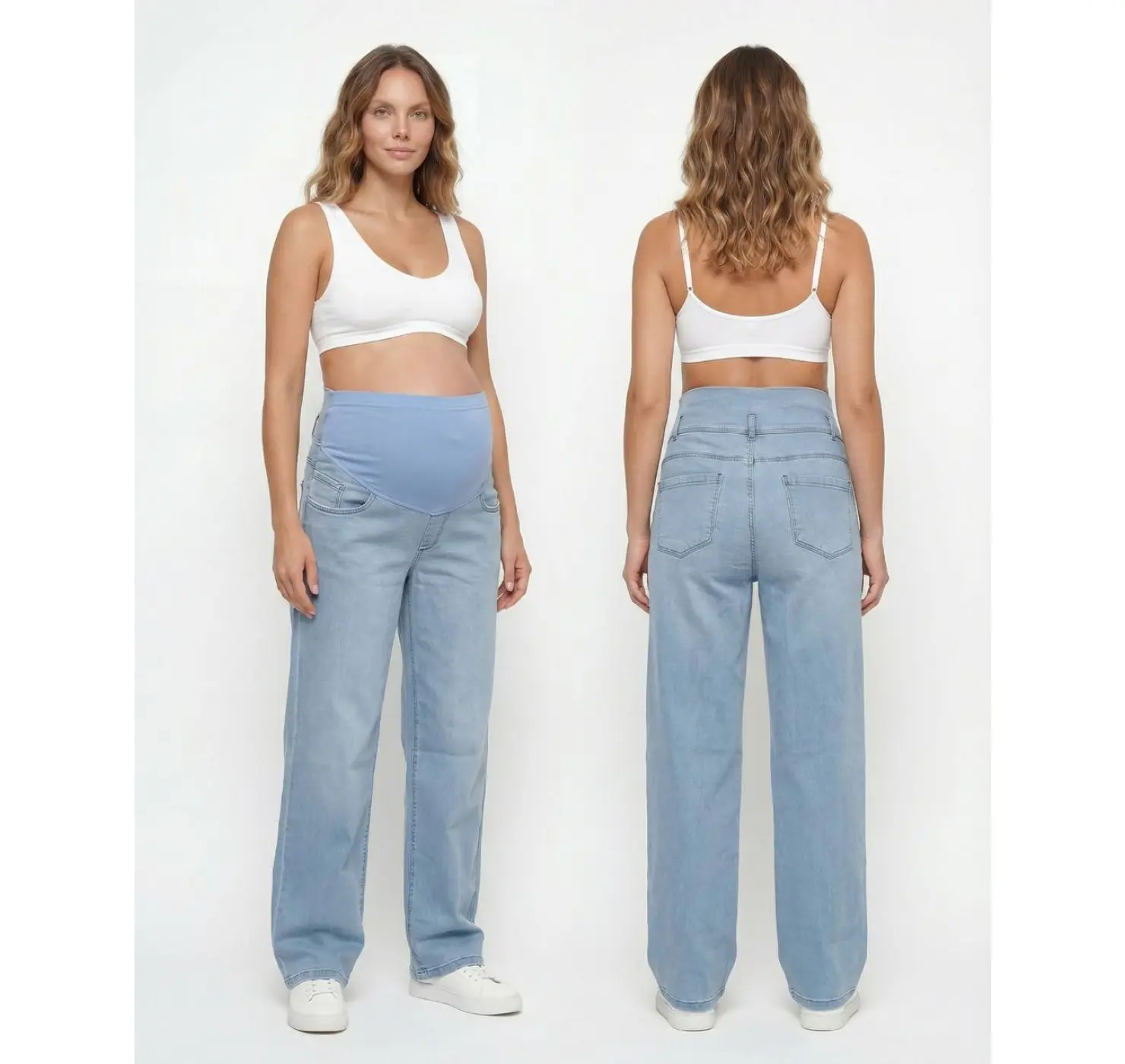 Прямі джинси для вагітних . Колір: Блакитні. Розмір: 40. Big Lesson