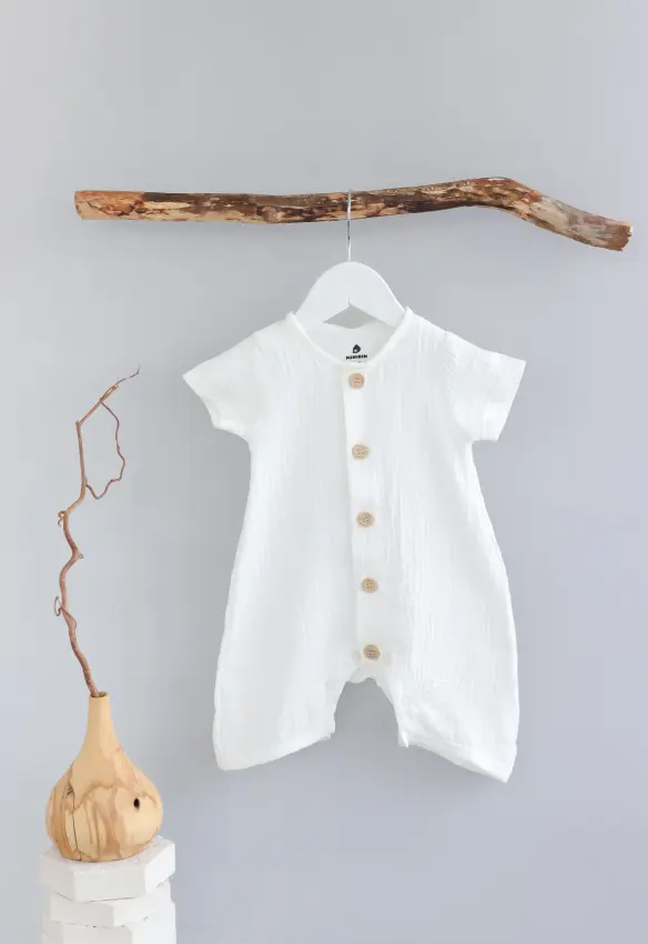 Напівкомбінезон мусліновий. Розмір: 80. Колір: Молочний. Minikin