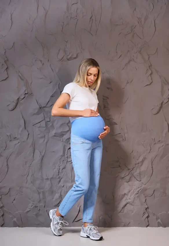 Джинси мом для вагітних Monton. . Розмір: 54. Колір: Блакитний. Lullababe.