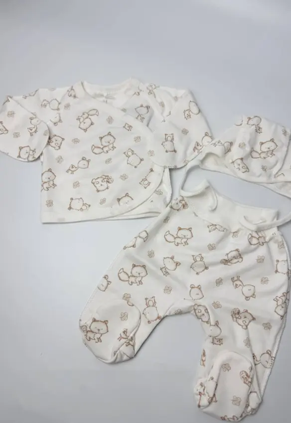 Утеплений комплект (сорочечка, повзунки, шапочка). Розмір: 56 | Колір: Молочний. Sweet Mario