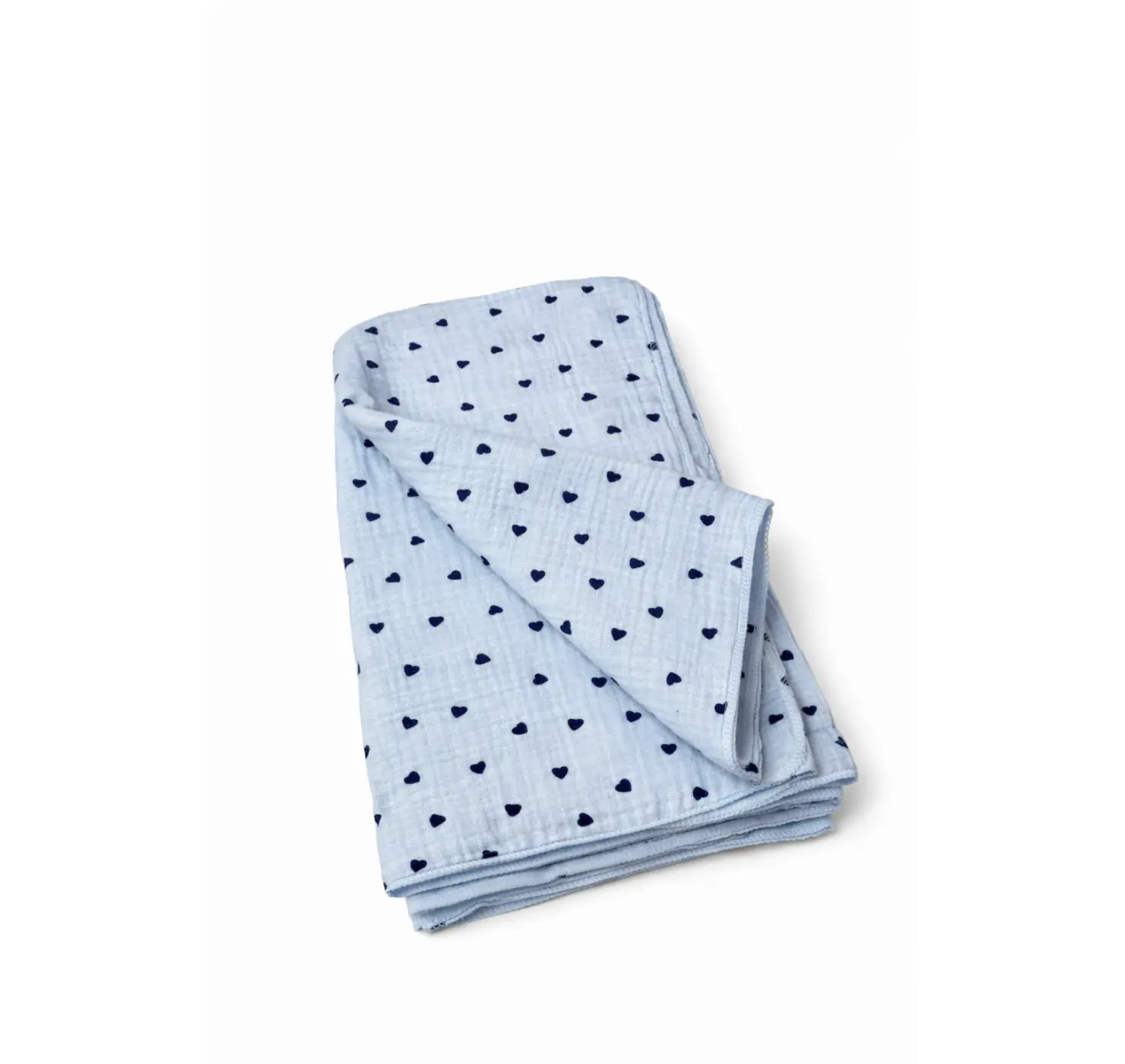 Пелюшка муслін жатка. Принт Серце. Колір: Синій. Розмір: 90х80 | Матеріал: Муслін. Home.mama вид 6